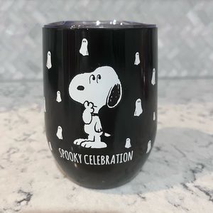 Peanuts Snoopy Halloween Tumbler With Lid Black “Spooky Celebration” New